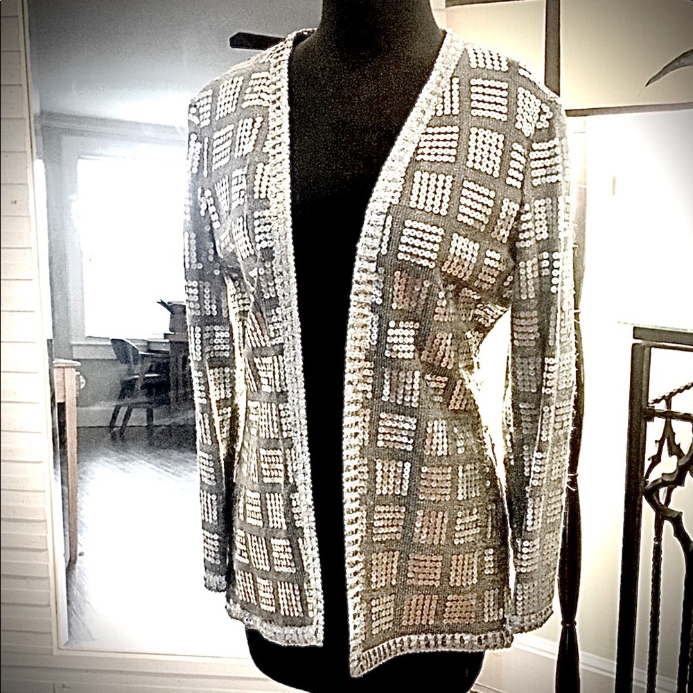 Vintage 70s silver sequin jacket by Junior Accent
